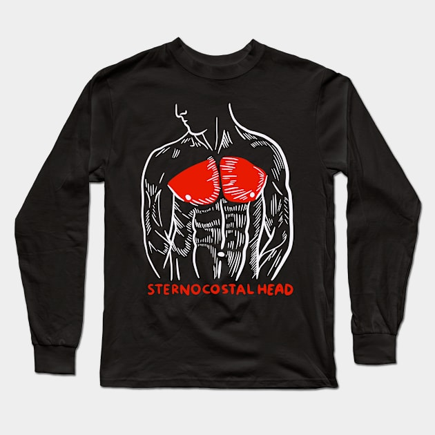 Weightlifting Gym Trainer Muscles Anatomy Sternocostal Head Long Sleeve T-Shirt by isstgeschichte